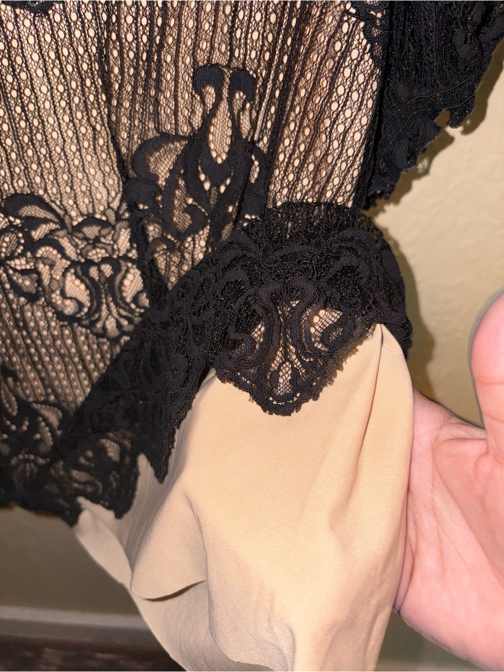 Max Studio Black Lace Puff Sleeve Sheer Blouse - Picture 4 of 9
